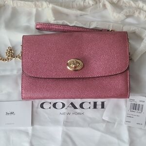 Coach Metallic Pink Wristlet Clutch